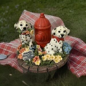 Vtg Resin Dalmatian “Don’t Pick The Flowers” Figurine.